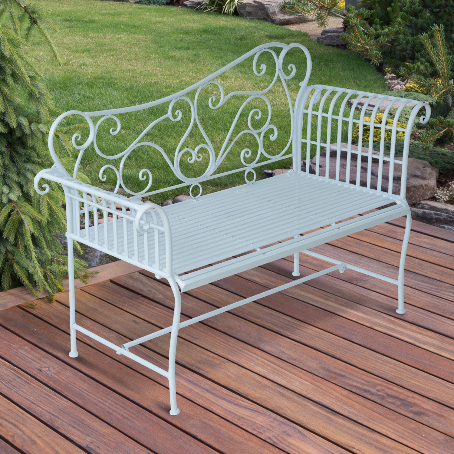 outsunny-metal-bench-white