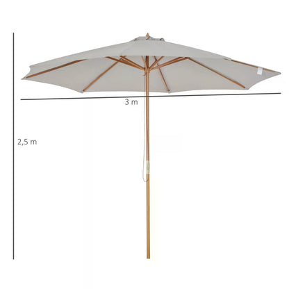 outsunny-3m-fir-wooden-garden-parasol-bamboo-sun-shade-patio-outdoor-umbrella-canopy-grey