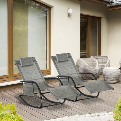 outsunny-2pcs-outdoor-garden-rocking-chair-patio-sun-lounger-rocker-chair-with-breathable-mesh-fabric-removable-headrest-pillow-armrest-side-storage-bag-dark-grey