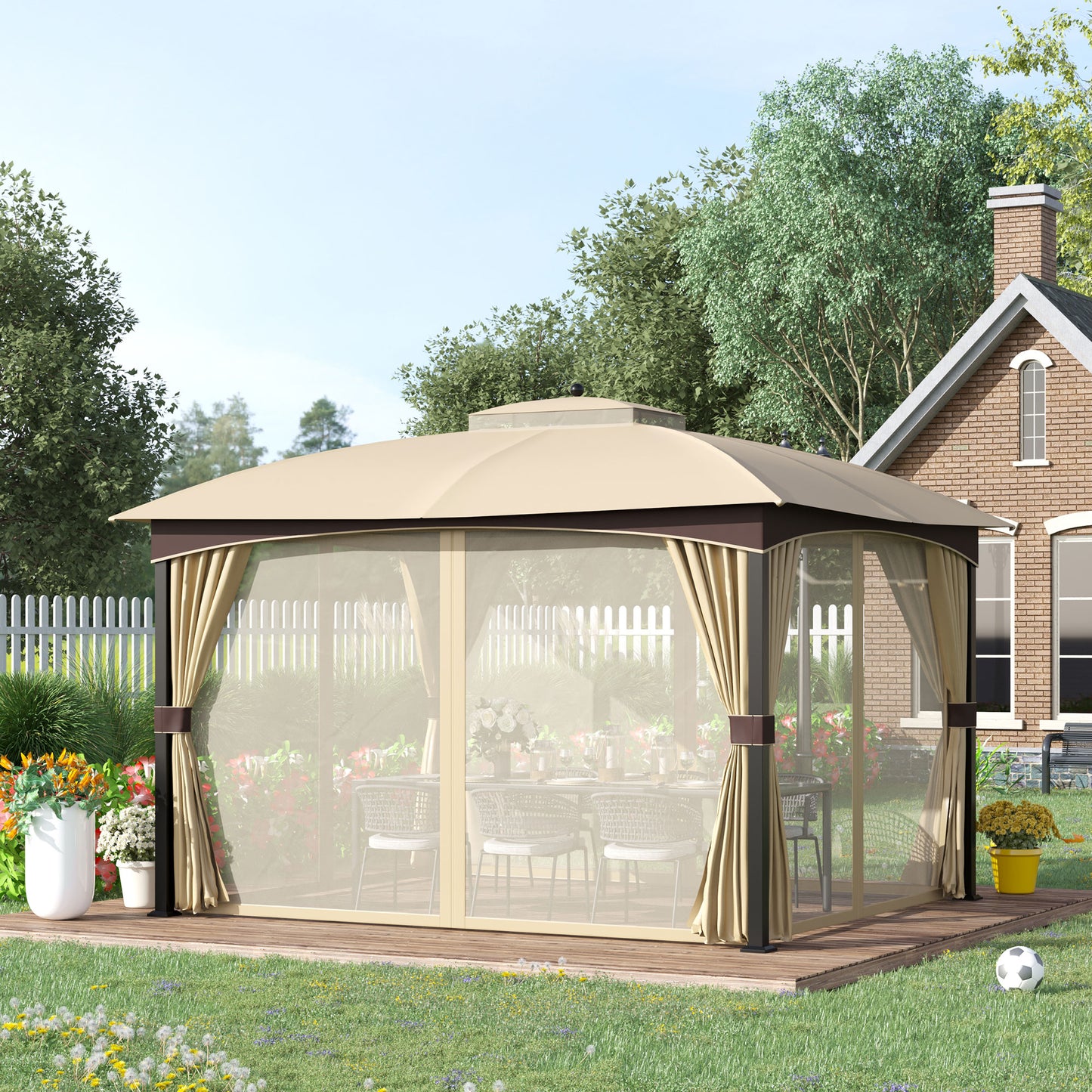 outsunny-4-x-3m-patio-gazebo-garden-canopy-shelter-with-double-tier-roof-removable-netting-and-curtains-for-lawn-poolside-khaki