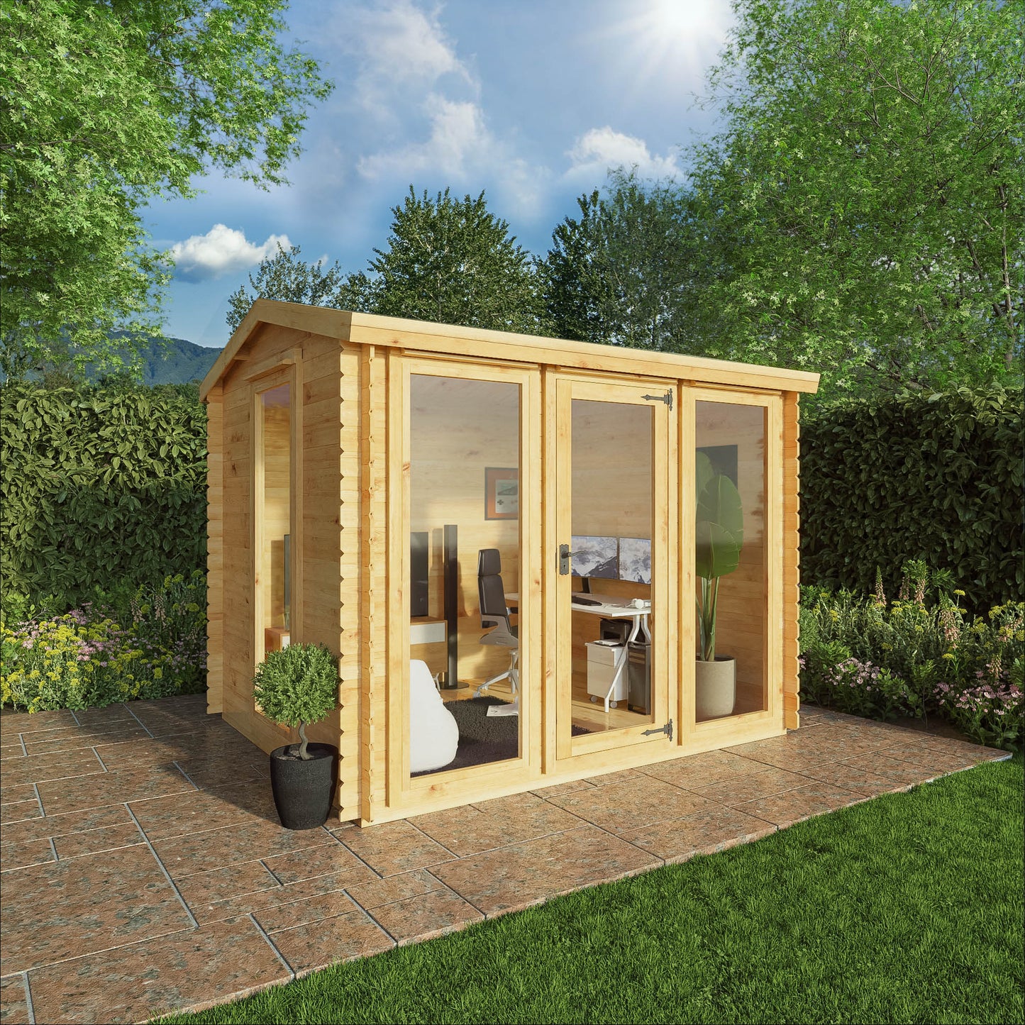 3M X 2.5M Log Cabin - 19Mm