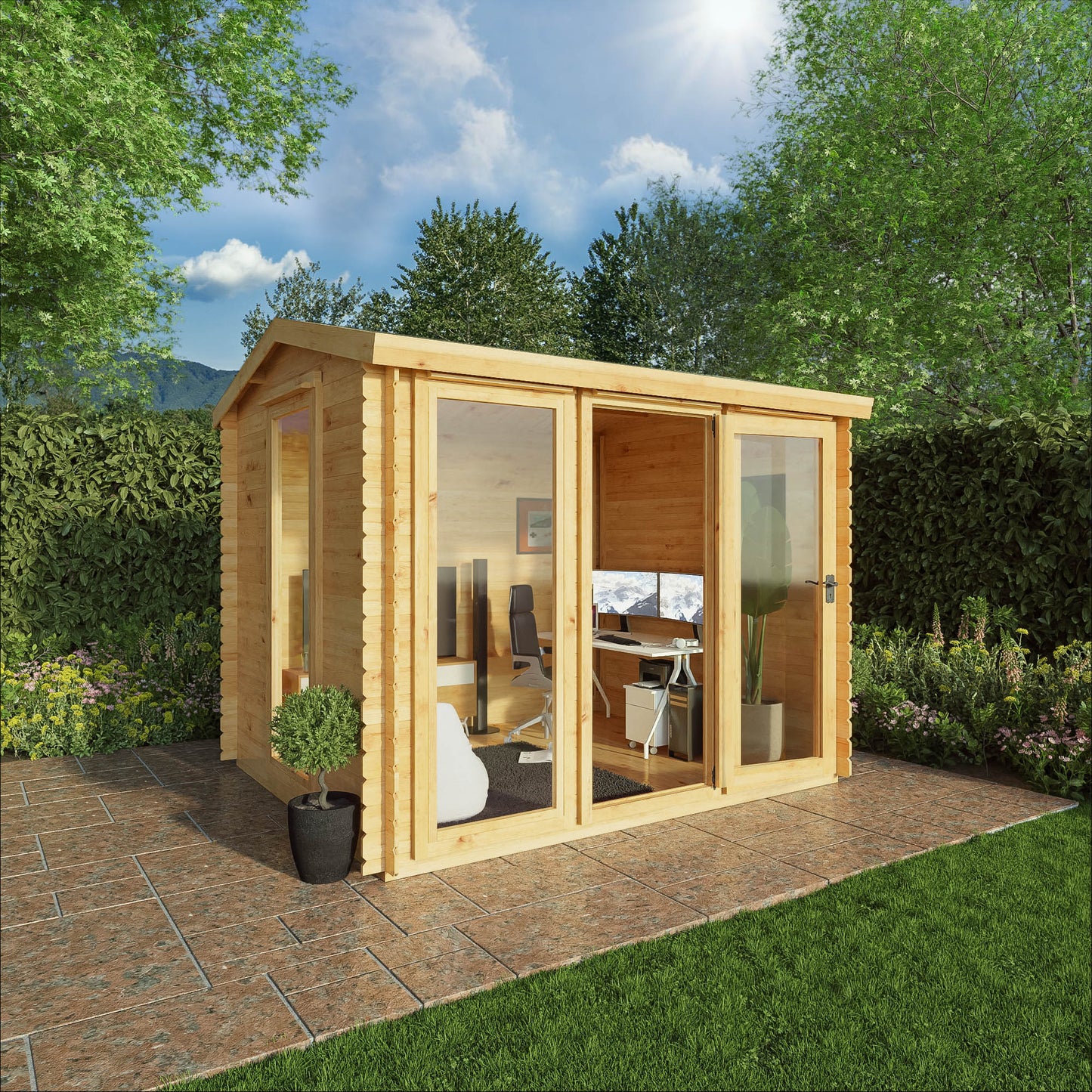 3M X 2.5M Log Cabin - 19Mm