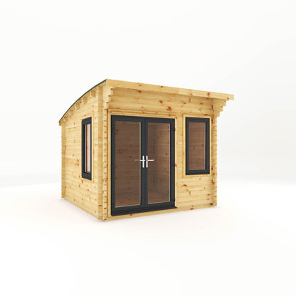 3M X 3M Curved Roof Log Cabin - 44Mm (Upvc Windows & Door) - Grey