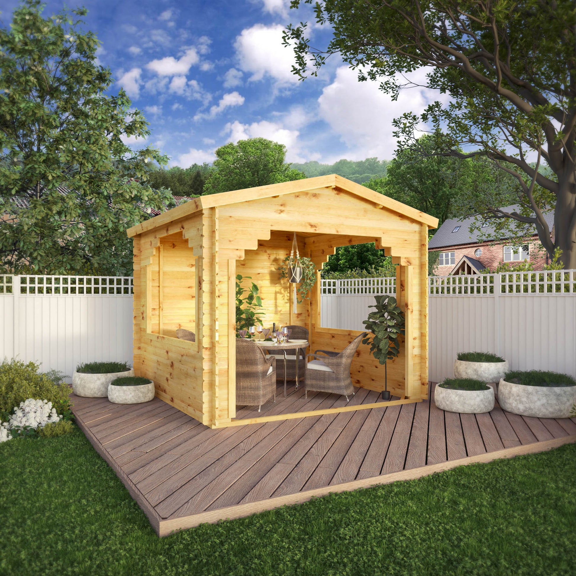 3M X 3M Log Gazebo - 28Mm