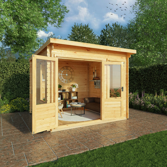 3M X 3M Pent Log Cabin - 19Mm