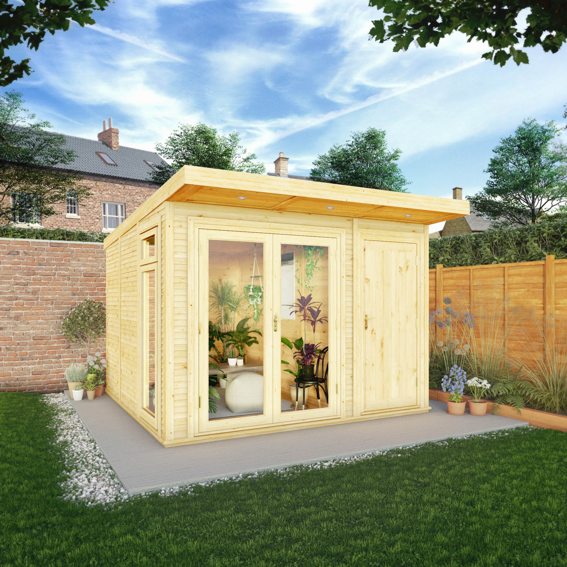 3M X 3M(D) Insulated Garden Room With Side Shed