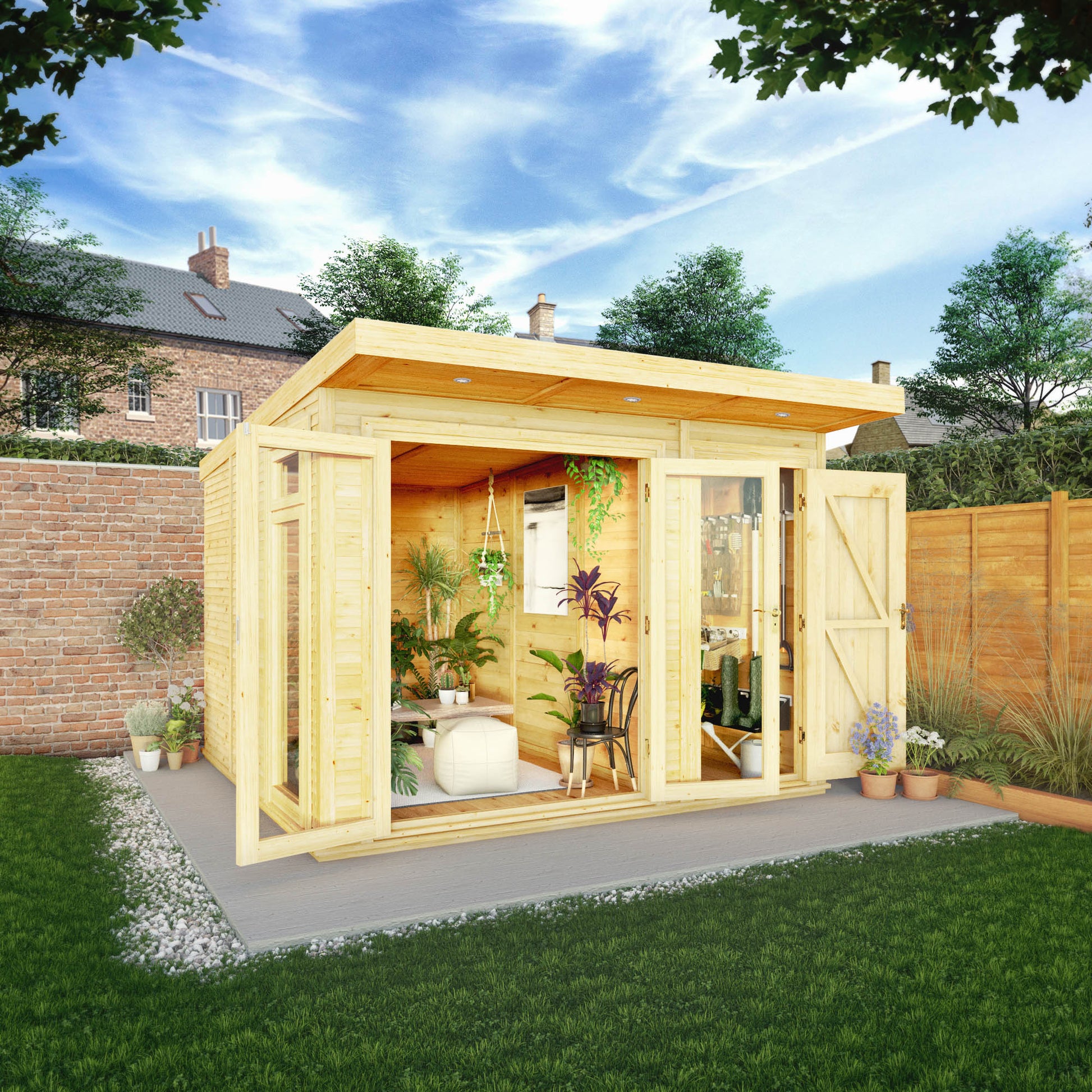 3M X 3M(D) Insulated Garden Room With Side Shed