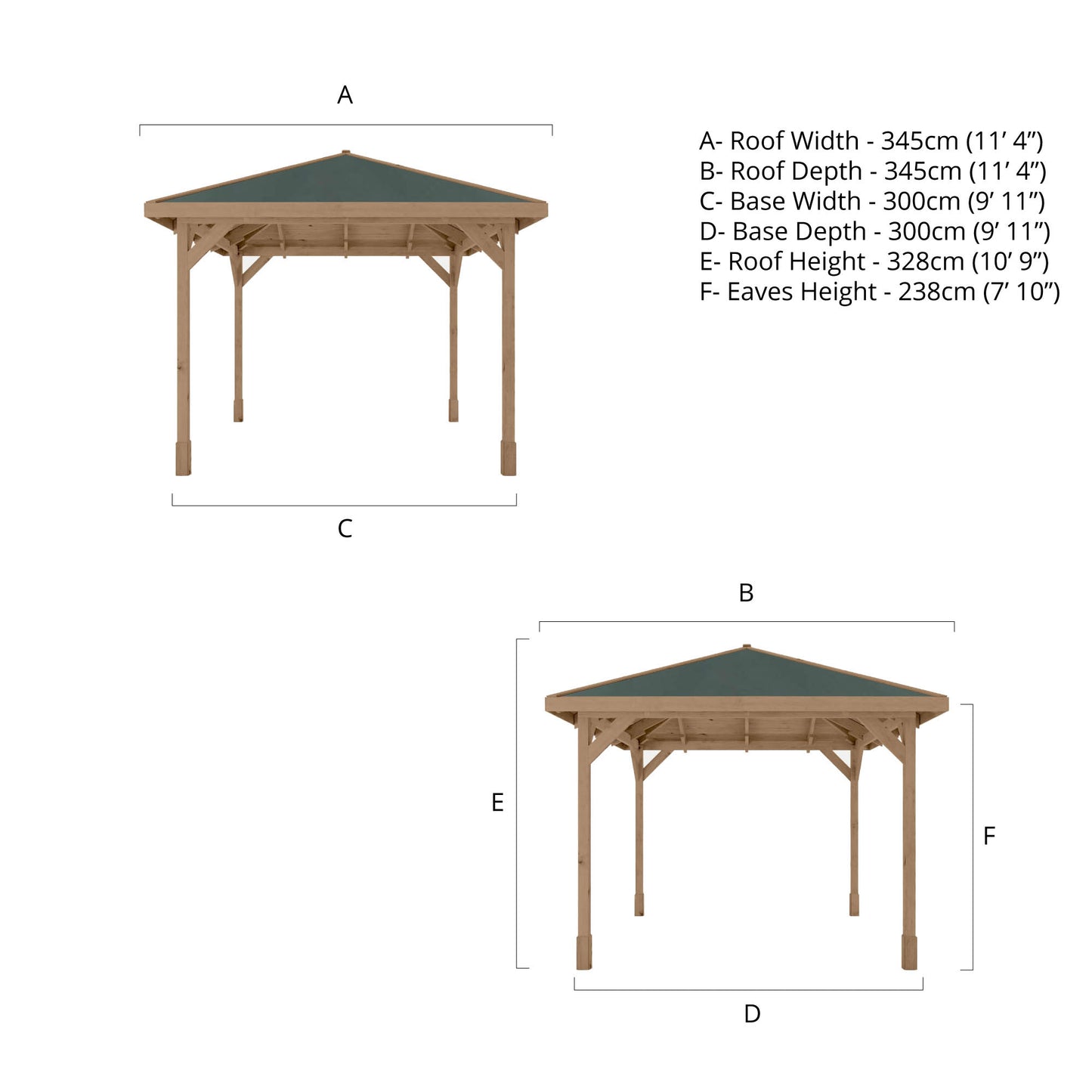 Pressure Treated Gazebo With Roof 3M X 3M