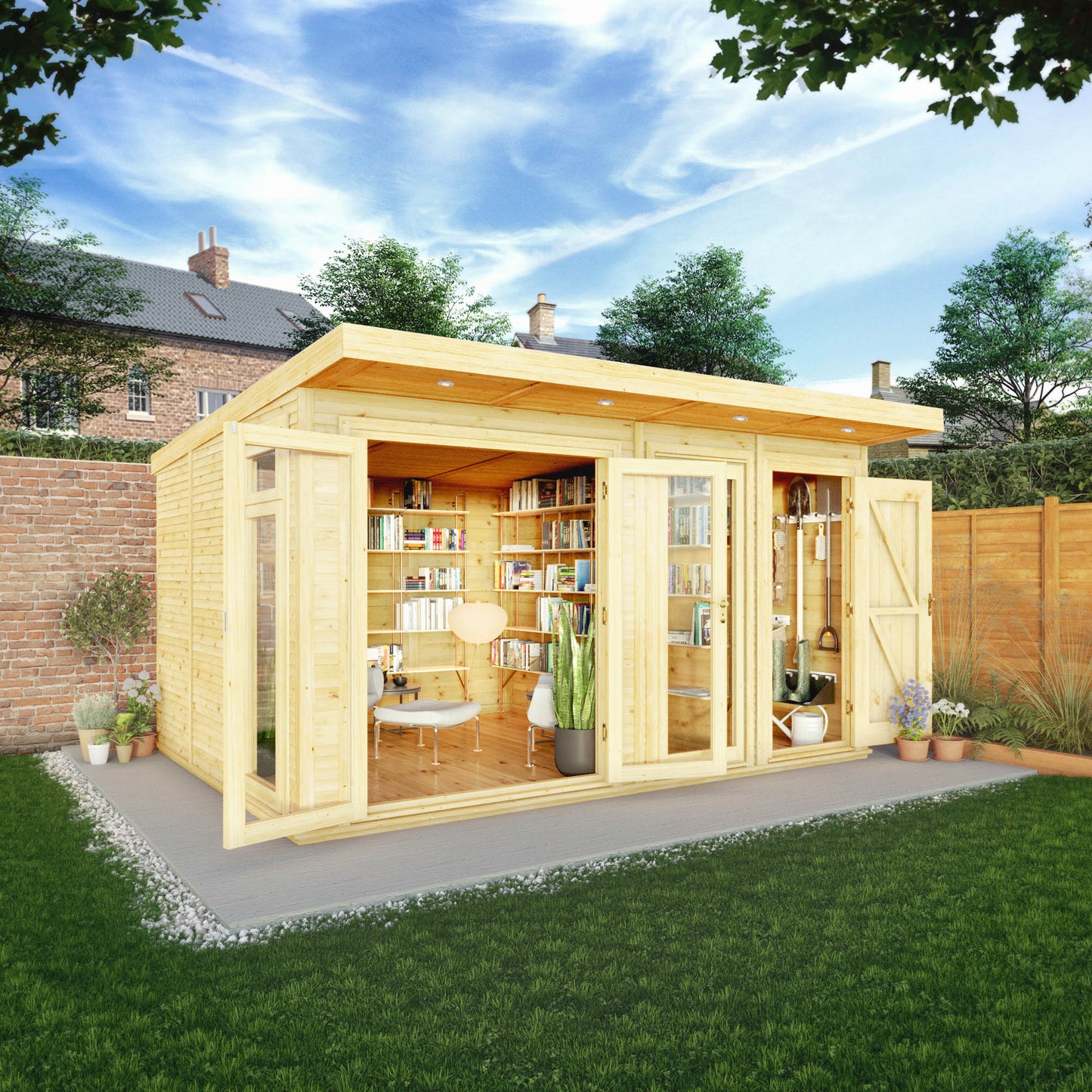 4M X 3M(D) Insulated Garden Room With Side Shed