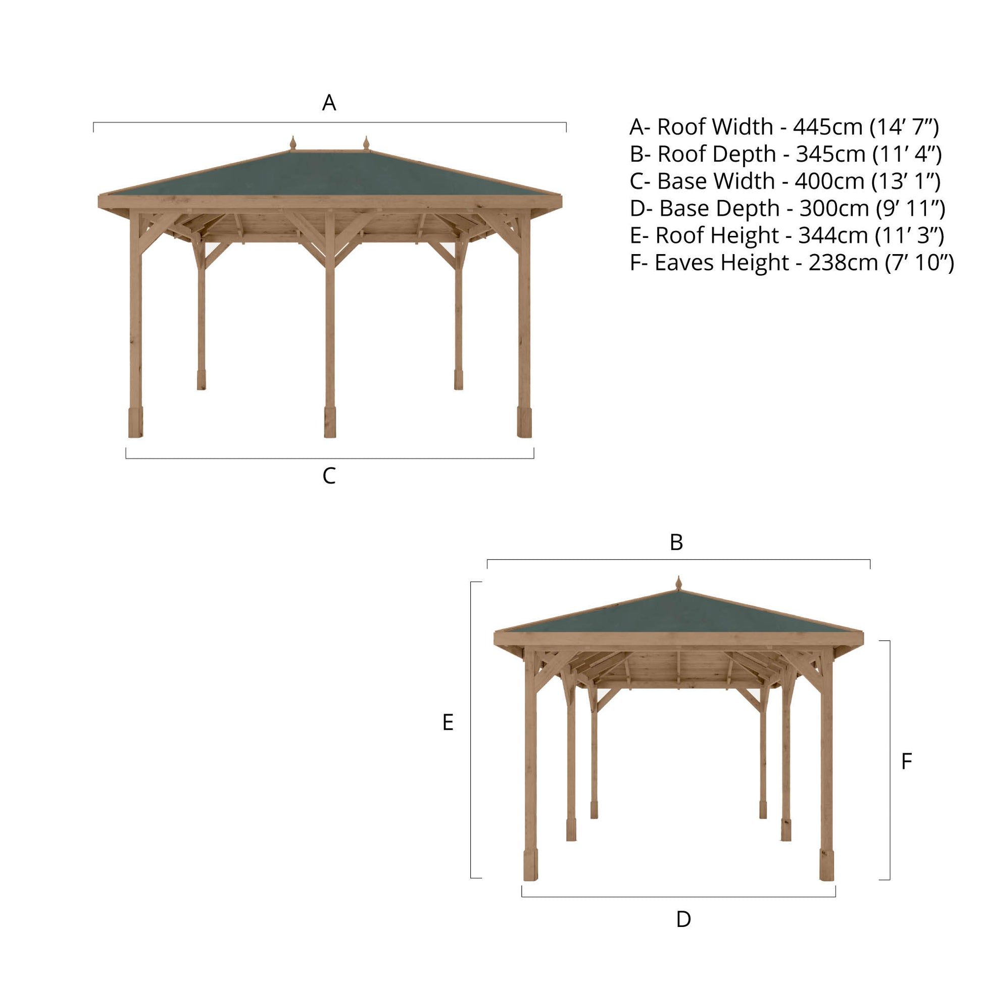 Pressure Treated Gazebo With Roof 3M X 4M