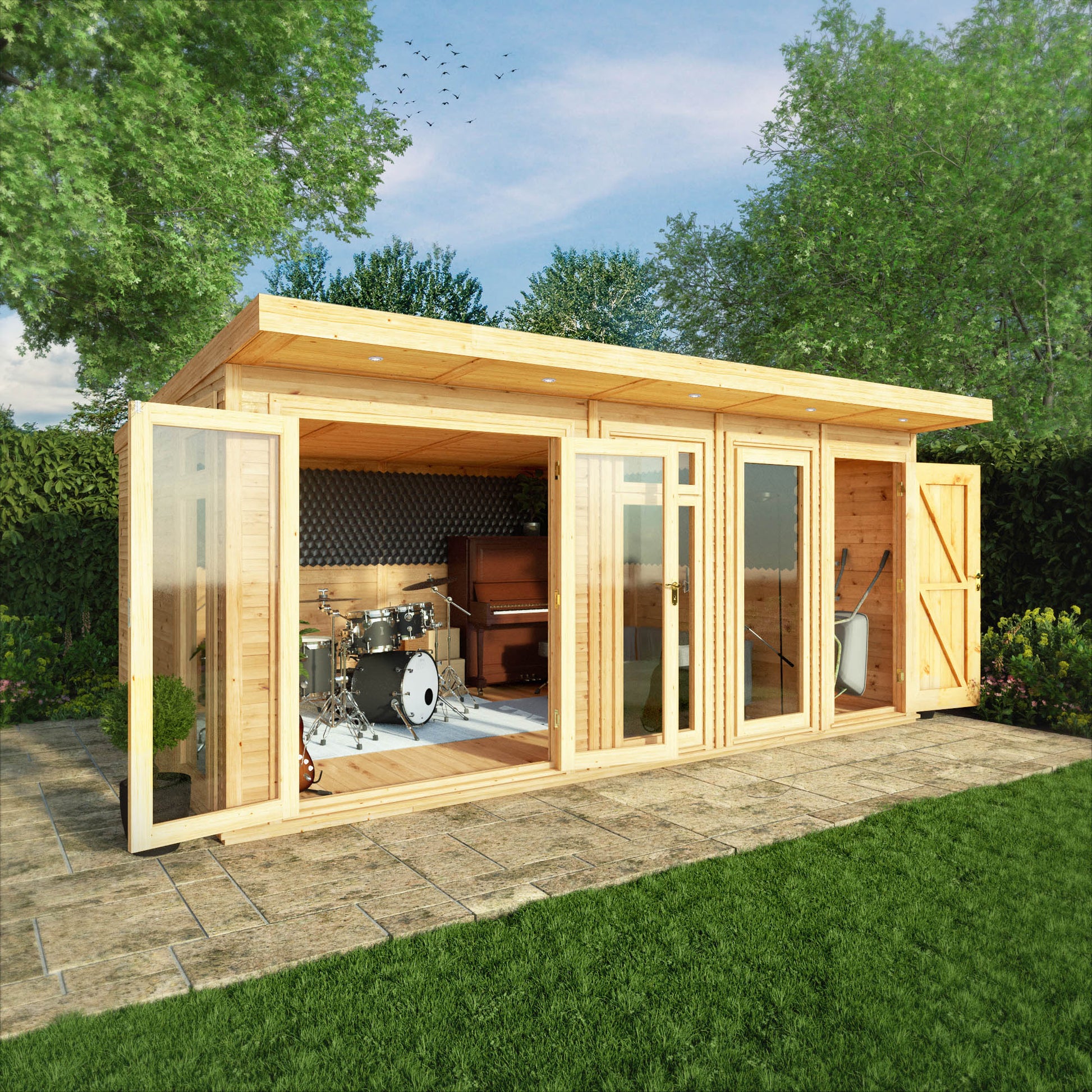 5M X 3M(D) Insulated Garden Room With Side Shed