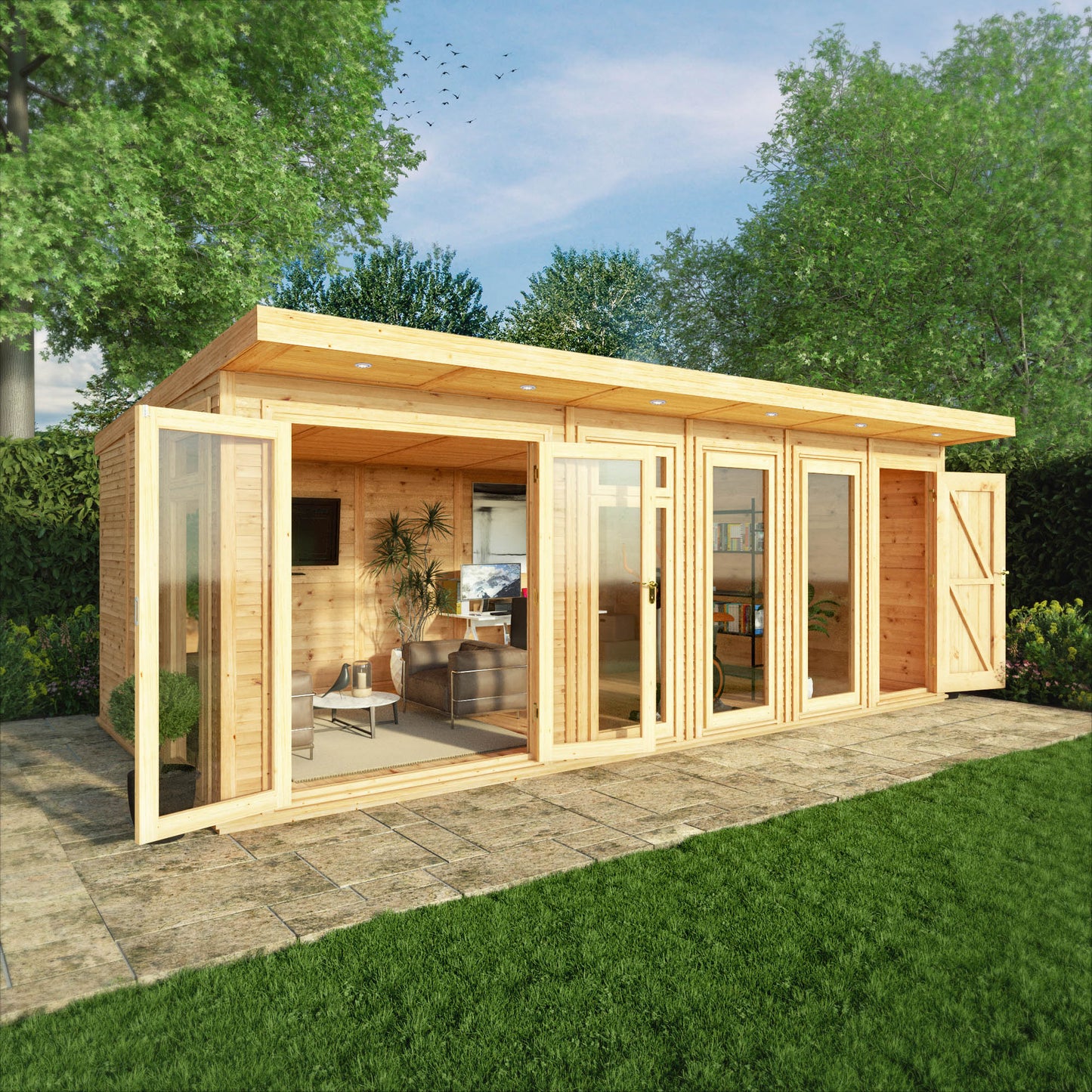 6M X 3M(D) Insulated Garden Room With Side Shed