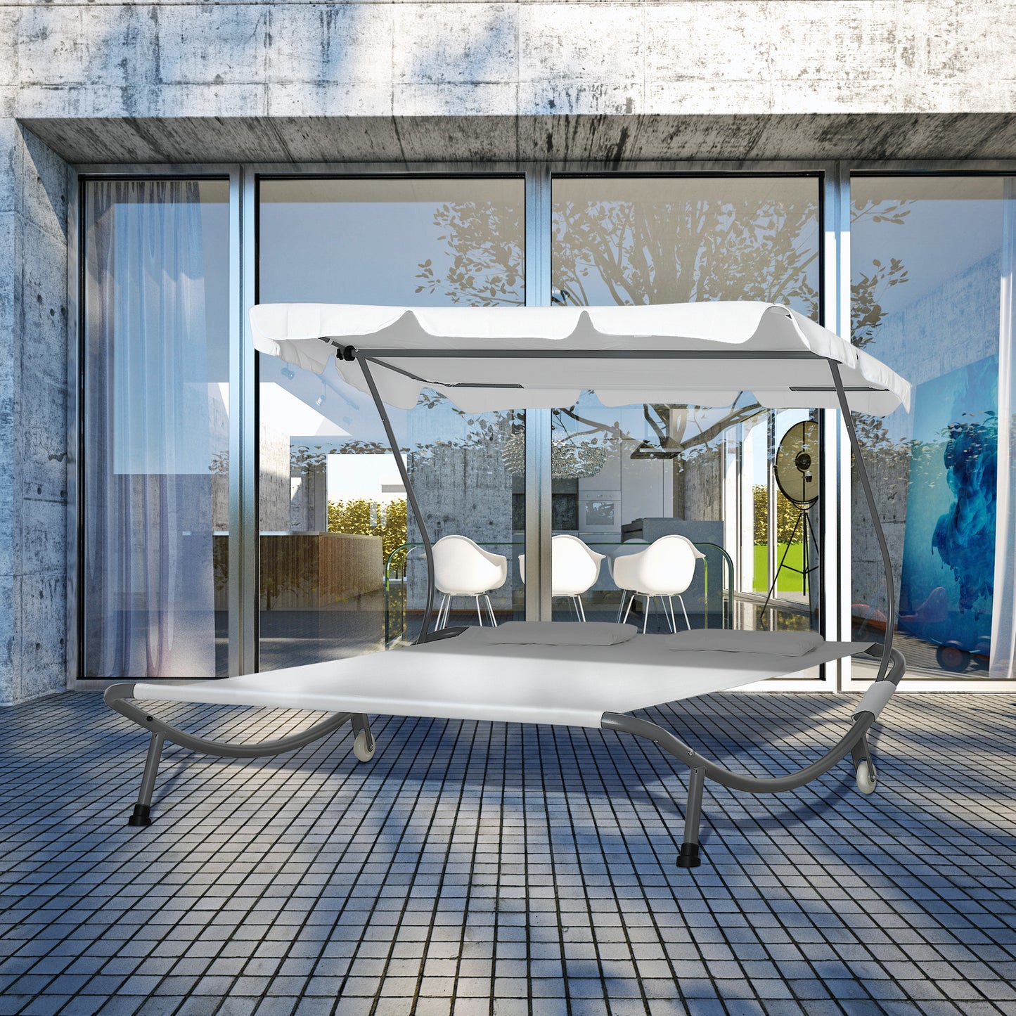 outsunny-patio-double-hammock-sun-lounger-bed-w-canopy-shelter-wheels-2-pillows-white