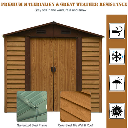 outsunny-8-x-6-5-ft-metal-garden-storage-shed-apex-store-for-gardening-tool-with-foundation-ventilation-and-lockable-door-brown