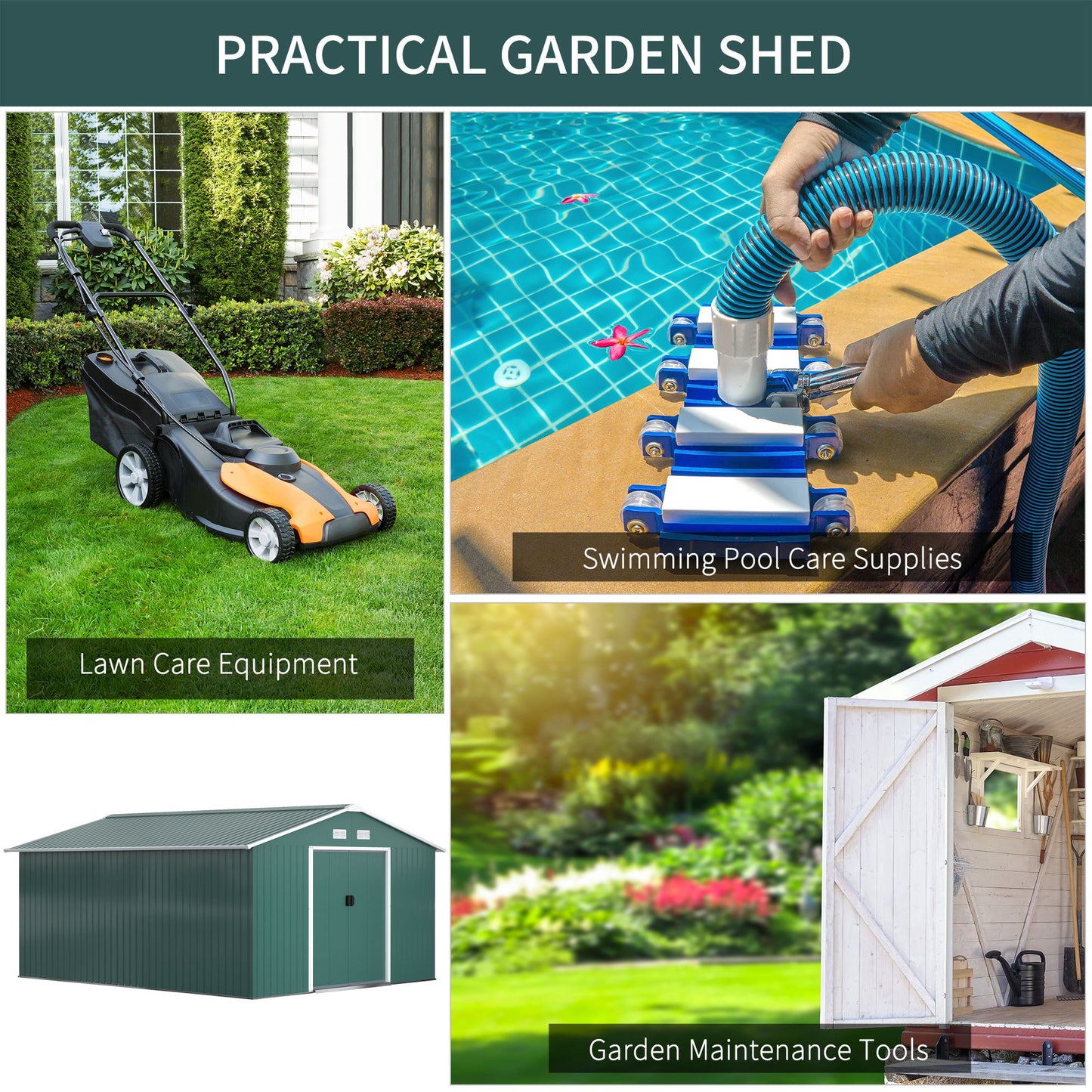 outsunny-13-x-11-ft-metal-garden-shed-large-patio-roofed-tool-storage-box-with-ventilation-and-sliding-door-deep-green