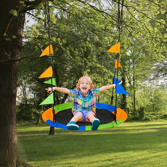 outsunny-saucer-tree-kids-swing-set-with-adjustable-rope-waterproof-seat-steel-frame-backyard