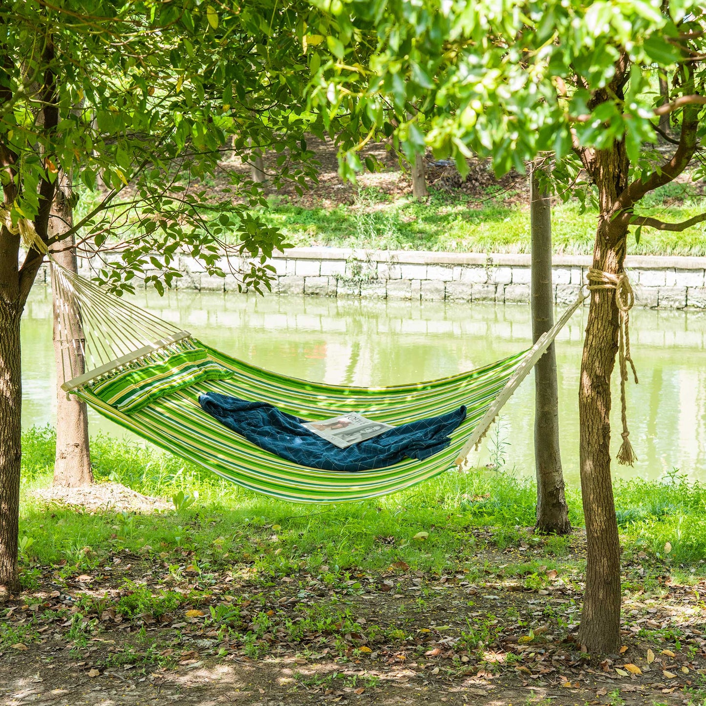 outsunny-hammock-camping-swing-outdoor-garden-beach-stripe-hanging-bed-with-pillow-188l-x-140w-cm