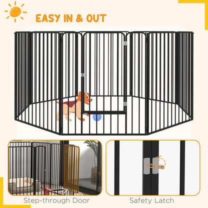 PawHut 8 Panels Heavy Duty Dog Pen, 100cm Height Pet Playpen for Indoor Outdoor, Small Medium Large Dogs