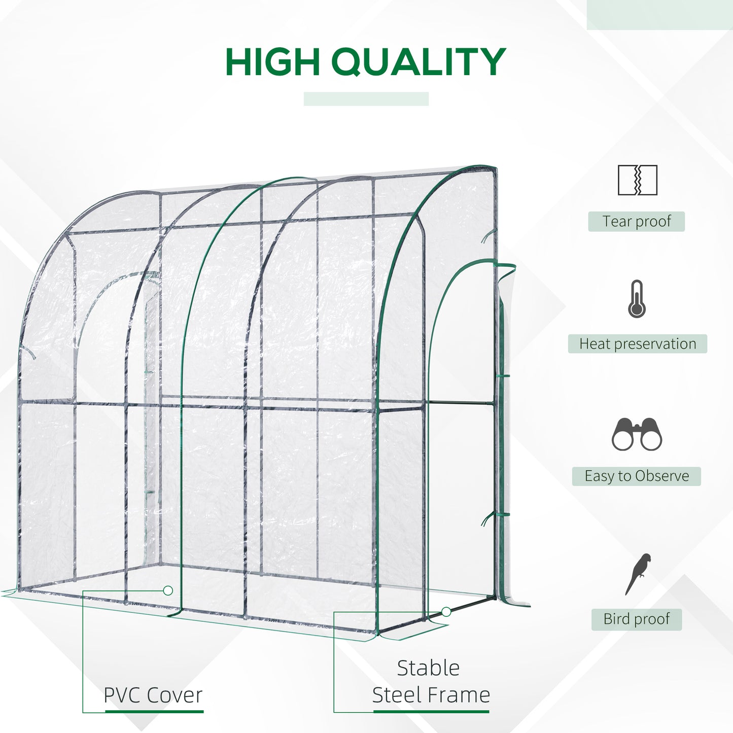 outsunny-outdoor-walk-in-lean-to-wall-tunnel-greenhouse-with-zippered-roll-up-door-pvc-cover-sloping-top-clear-green-214cm-x-118cm-x-212cm