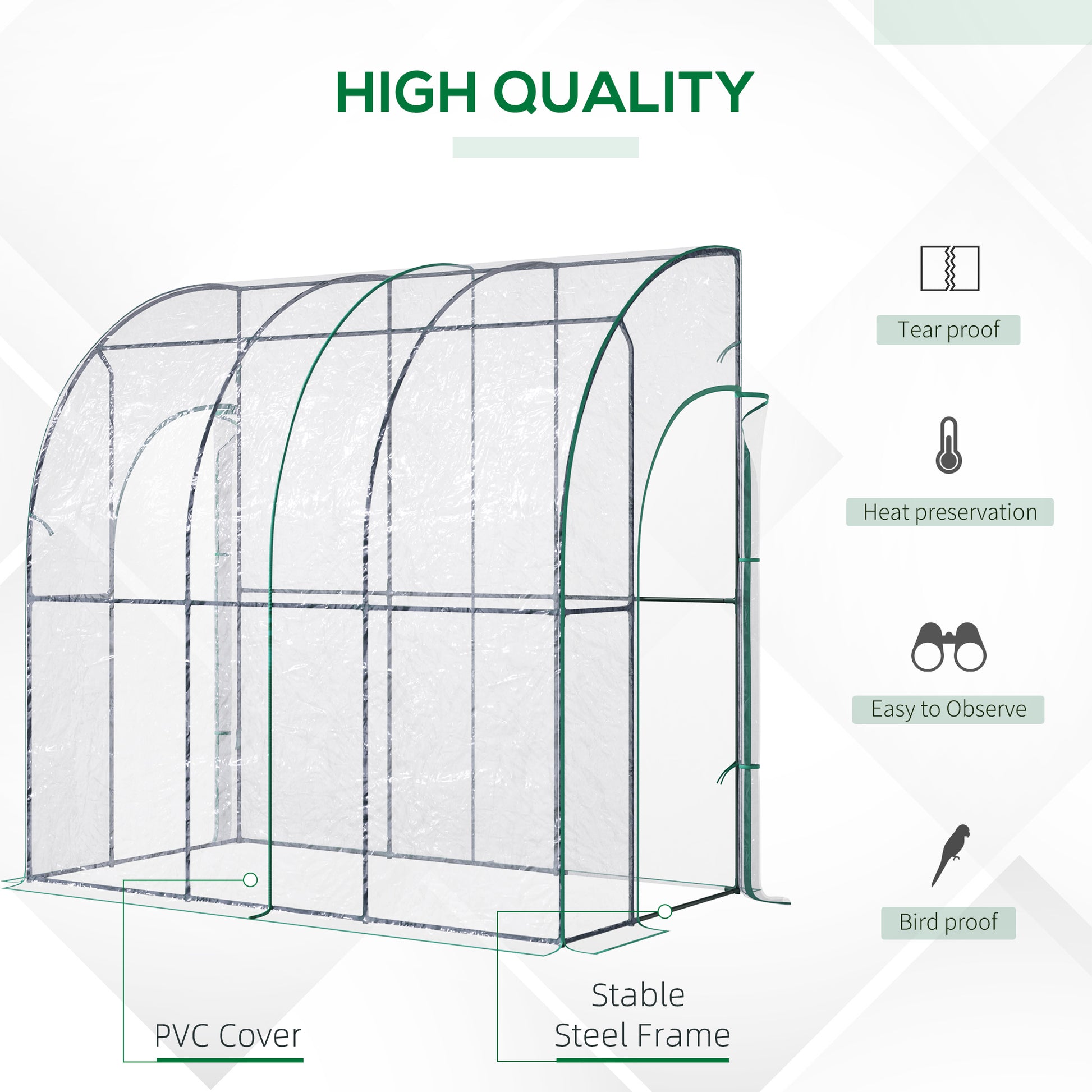 outsunny-outdoor-walk-in-lean-to-wall-tunnel-greenhouse-with-zippered-roll-up-door-pvc-cover-sloping-top-clear-green-214cm-x-118cm-x-212cm