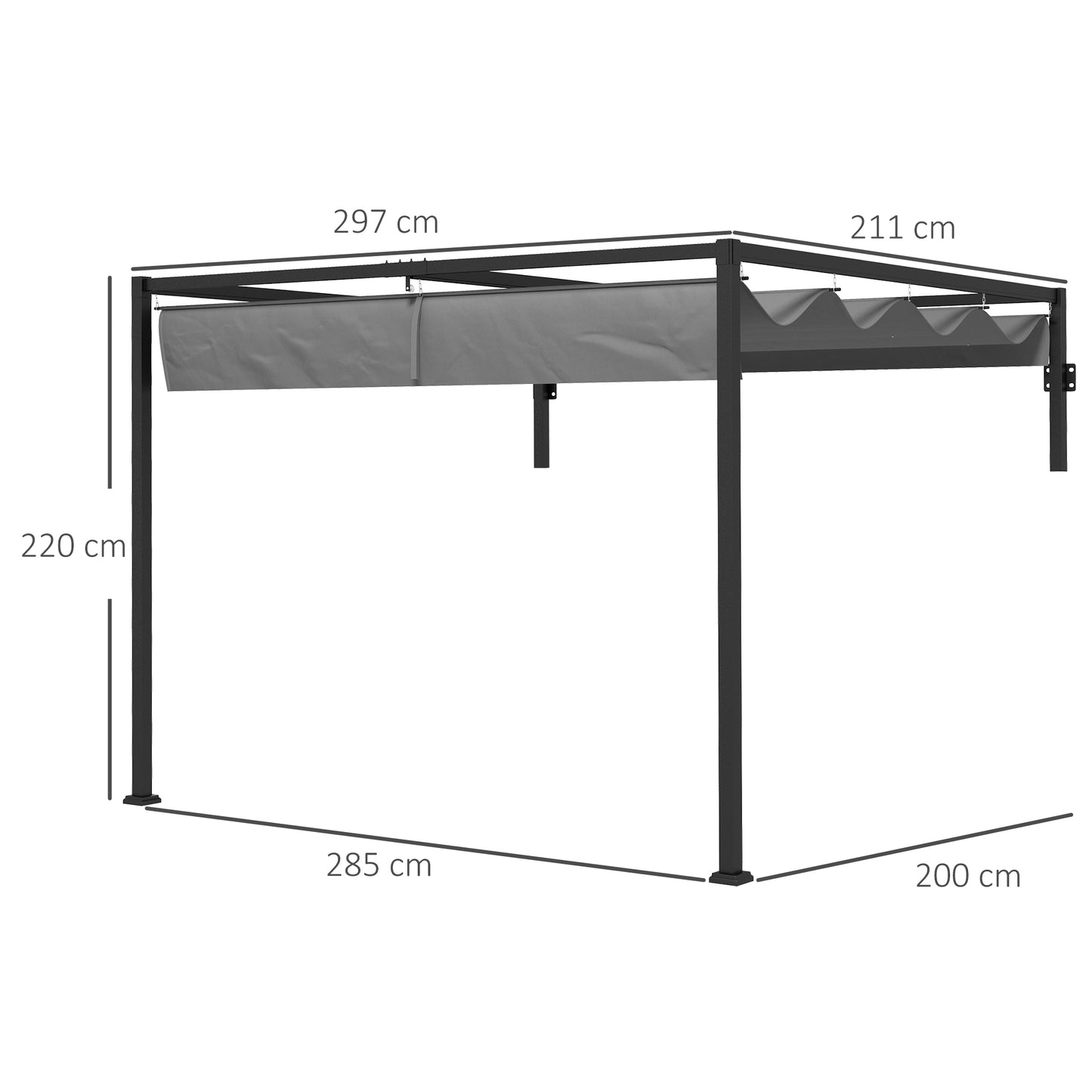 outsunny-2-x-3m-lean-to-pergola-metal-pergola-with-retractable-roof-for-grill-garden-patio-deck