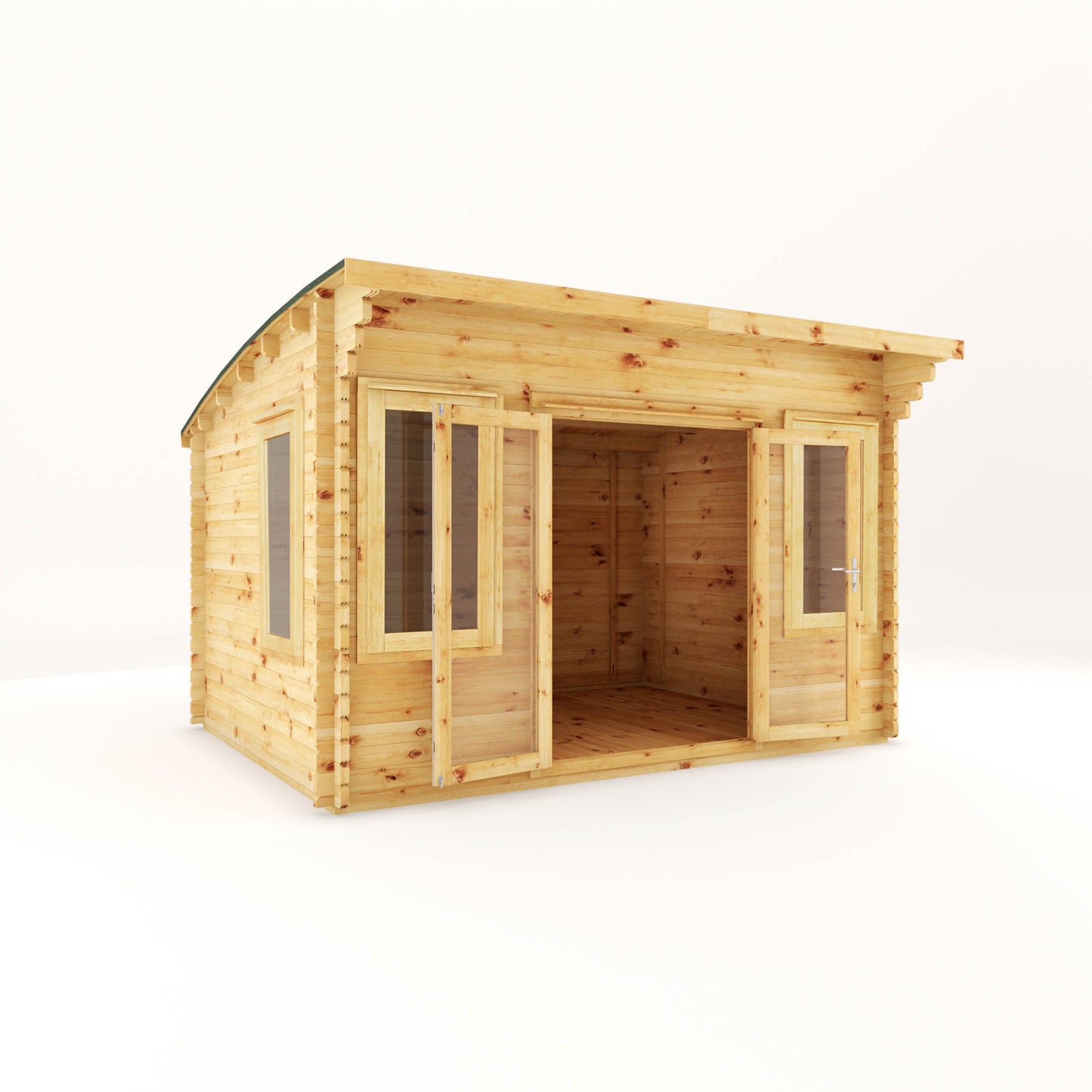 4M X 3M Curved Roof Log Cabin - 44Mm