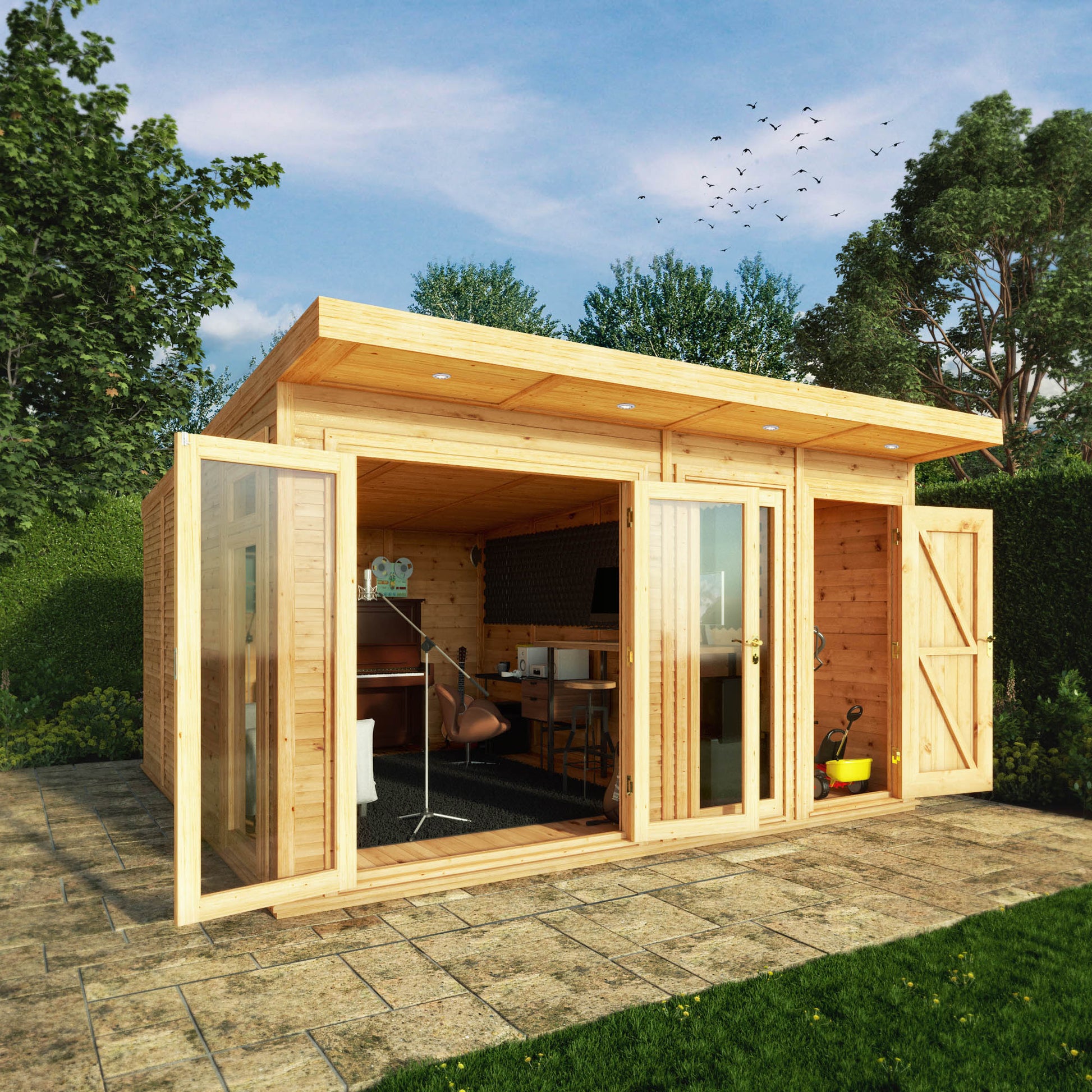 4M X 4M(D) Insulated Garden Room With Side Shed