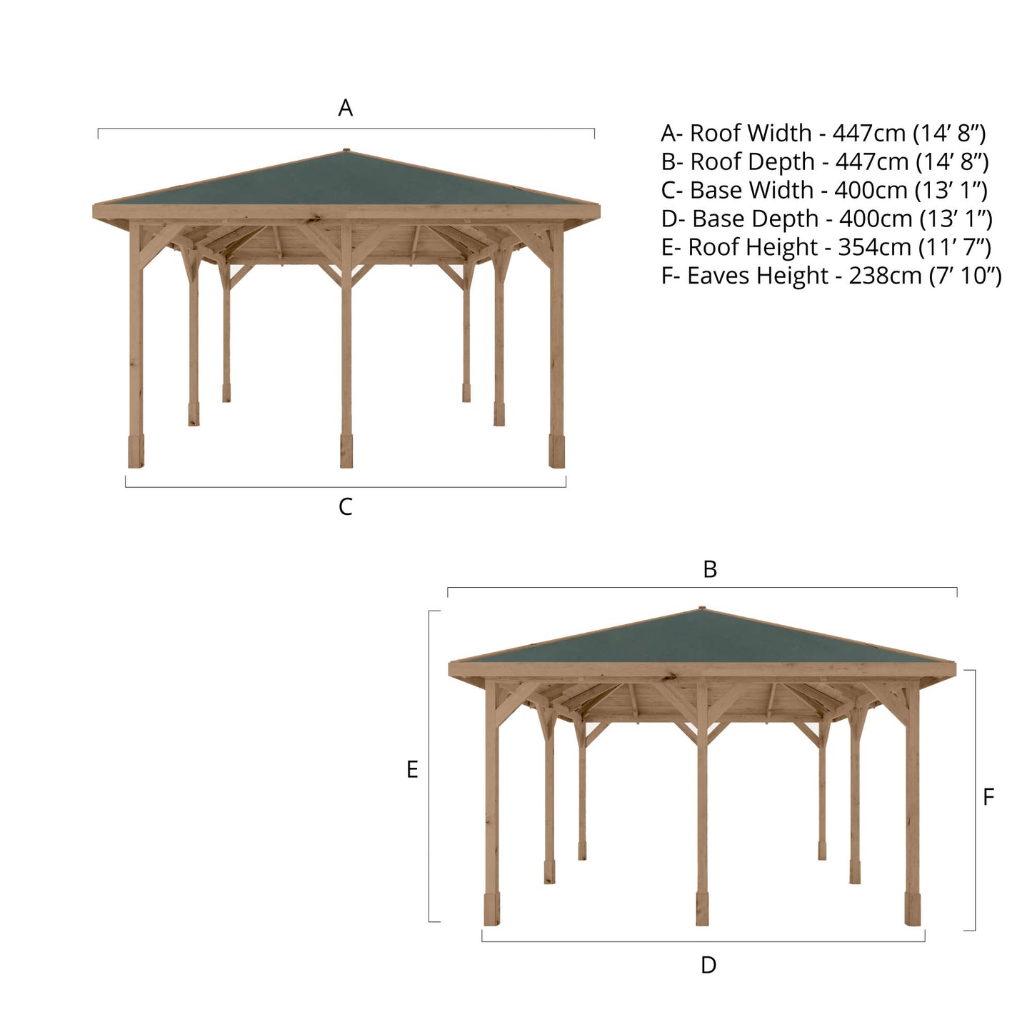 Pressure Treated Gazebo With Roof 4M X 4M