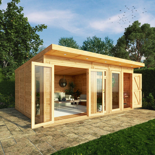 5M X 4M(D) Insulated Garden Room With Side Shed