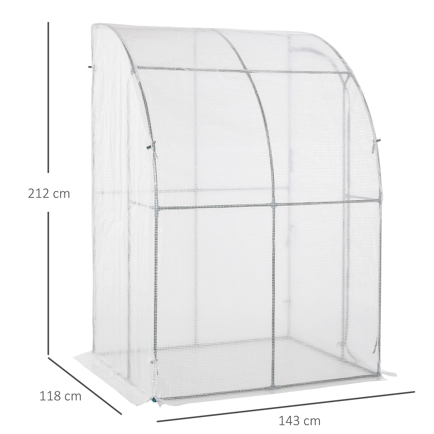 outsunny-outdoor-walk-in-lean-to-wall-greenhouse-with-zippered-roll-up-door-and-pe-cover-143l-x-118w-x-212hcm-white