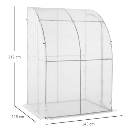 outsunny-outdoor-walk-in-lean-to-wall-greenhouse-with-zippered-roll-up-door-and-pe-cover-143l-x-118w-x-212hcm-white