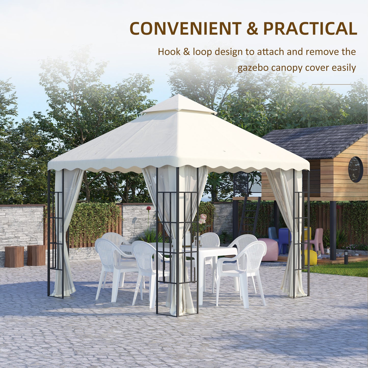 outsunny-3-x-3-m-gazebo-canopy-replacement-covers-2-tier-gazebo-roof-replacement-top-only-cream-white