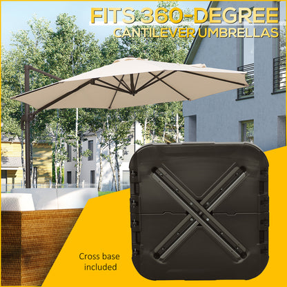 outsunny-fillable-cantilever-parasol-base-weights-with-steel-cross-base-garden-umbrella-stand-weight-wheels-19-5kg-sand-or-17kg-water-filled-coffee