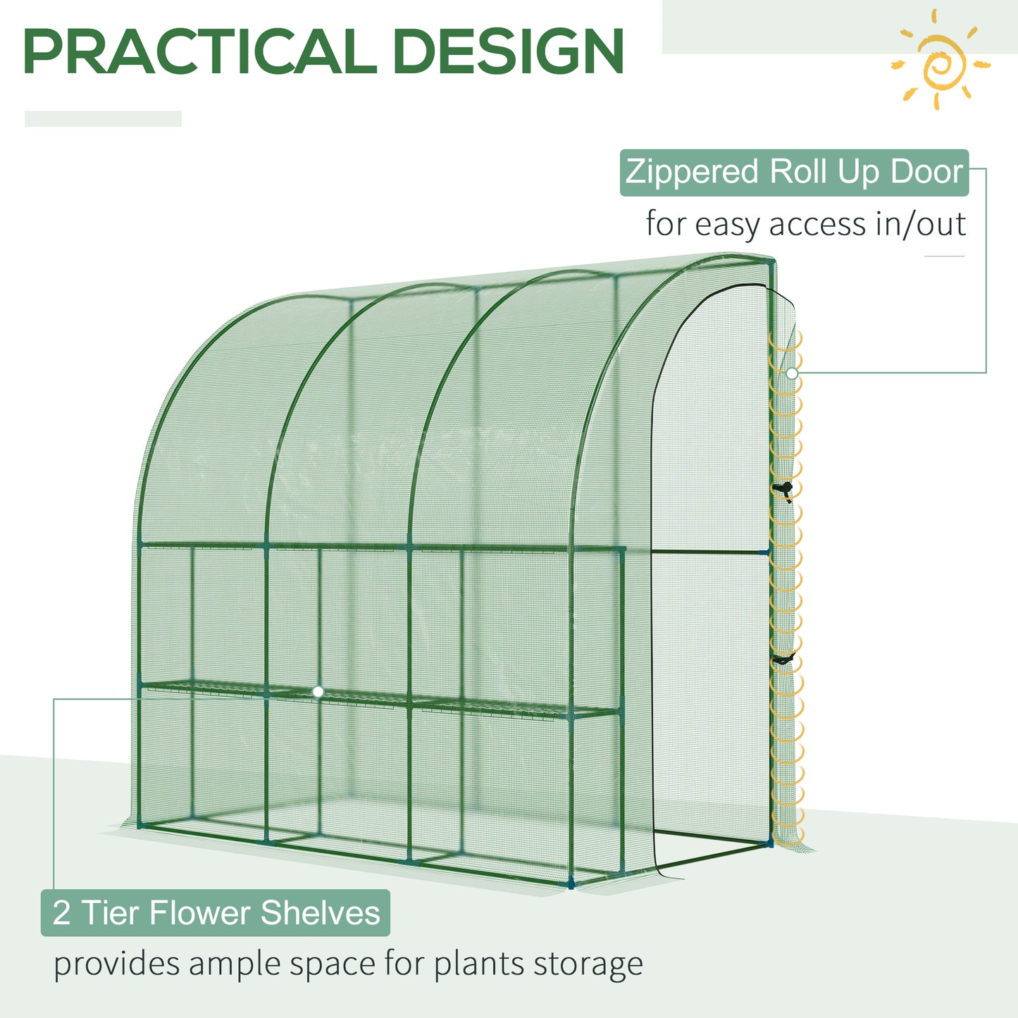 outsunny-outdoor-walk-in-lean-to-wall-tunnel-greenhouse-with-zippered-roll-up-door-pe-cover-green-214l-x-120w-x-215hcm