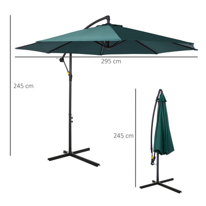 outsunny-3m-banana-parasol-hanging-cantilever-umbrella-with-crank-handle-8-ribs-and-cross-base-for-outdoor-sun-shade-dark-green