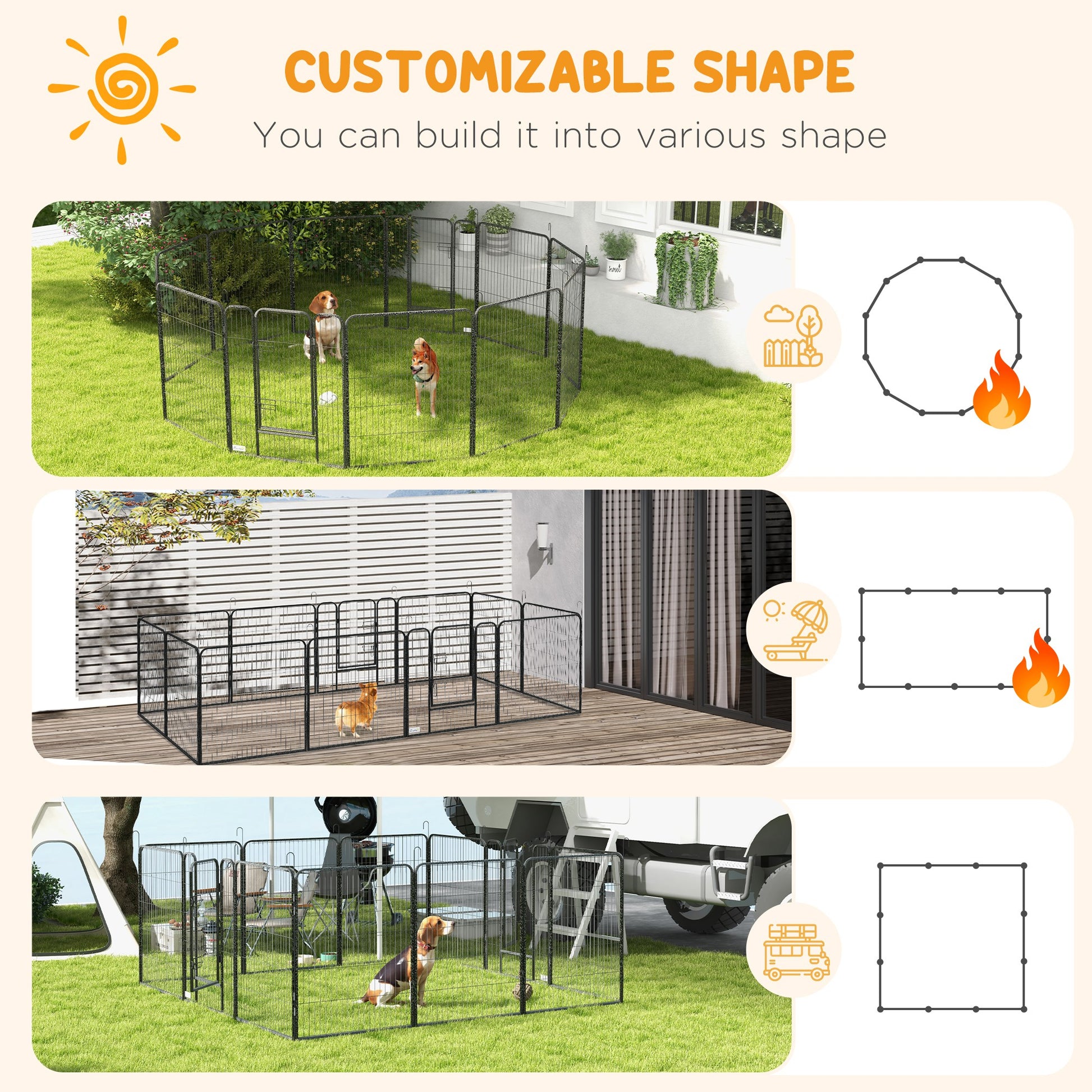 PawHut Heavy Duty Puppy Play Pen, 12 Panels Pet Exercise Pet, Pet Playpen for Small, Medium and Large Dogs