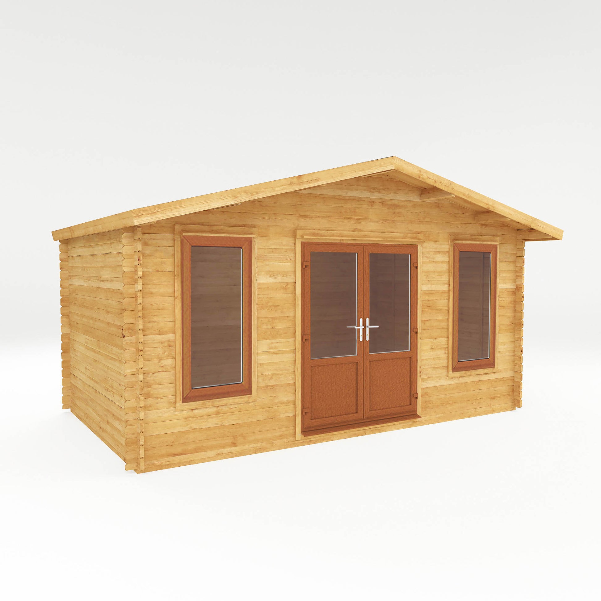 5M X 3M Retreat Log Cabin - 44Mm (Upvc Windows & Door) - Oak