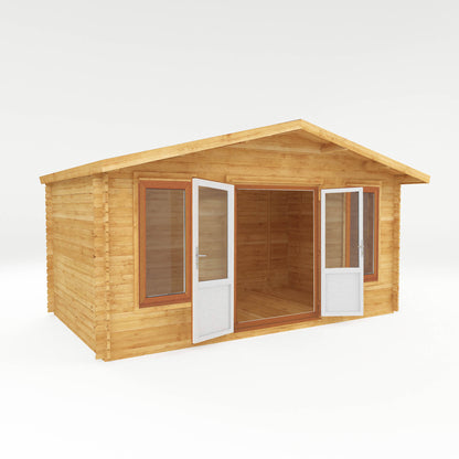 5M X 3M Retreat Log Cabin - 44Mm (Upvc Windows & Door) - Oak