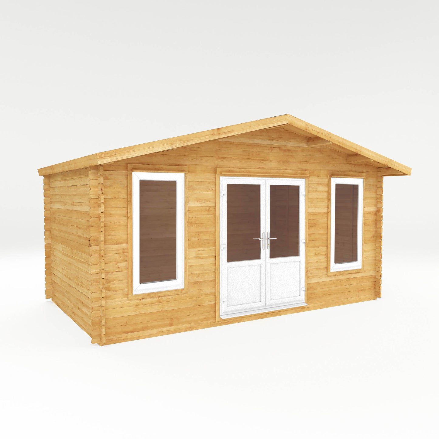 5M X 3M Retreat Log Cabin - 44Mm (Upvc Windows & Door) - White