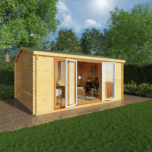 5M X 4M Home Office Studio - 44Mm  (Upvc Windows & Door) - Oak