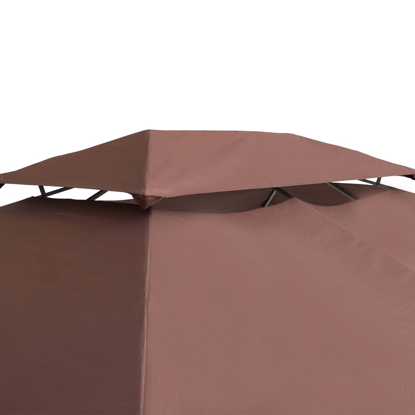 outsunny-3x4m-gazebo-replacement-roof-canopy-2-tier-top-uv-cover-garden-patio-outdoor-sun-awning-shelters-brown-top-only