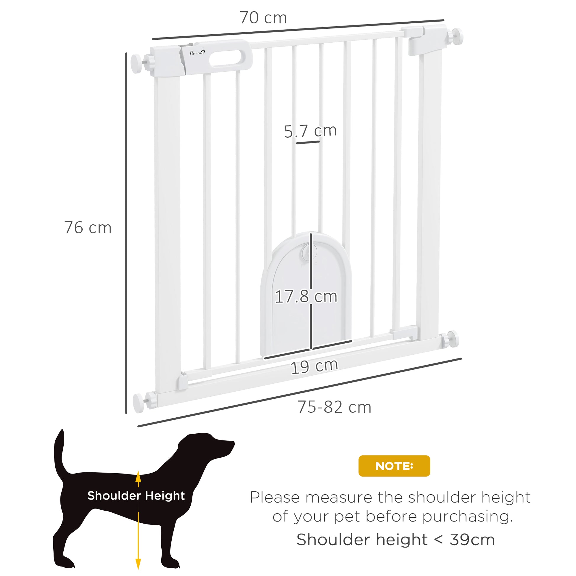 PawHut 75-103 cm Extra Wide Pet Safety Gate Barrier, Stair Pressure Fit, w/ Small Door, Auto Close, Double Locking, for Doorways, Hallways, Black