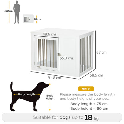 PawHut Furniture Style Dog Crate, End Table Pet Cage Kennel, Indoor Decorative Puppy House, with Double Doors, Locks, for Medium Dogs, White