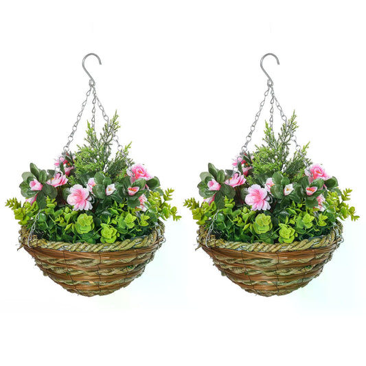 outsunny-set-of-2-artificial-plant-lisianthus-flowers-hanging-planter-with-basket-for-indoor-outdoor-decoration