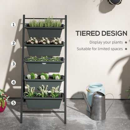 outsunny-5-tier-vertical-raised-garden-planter-with-5-container-boxes-outdoor-plant-stand-for-vegetable-flowers-grey