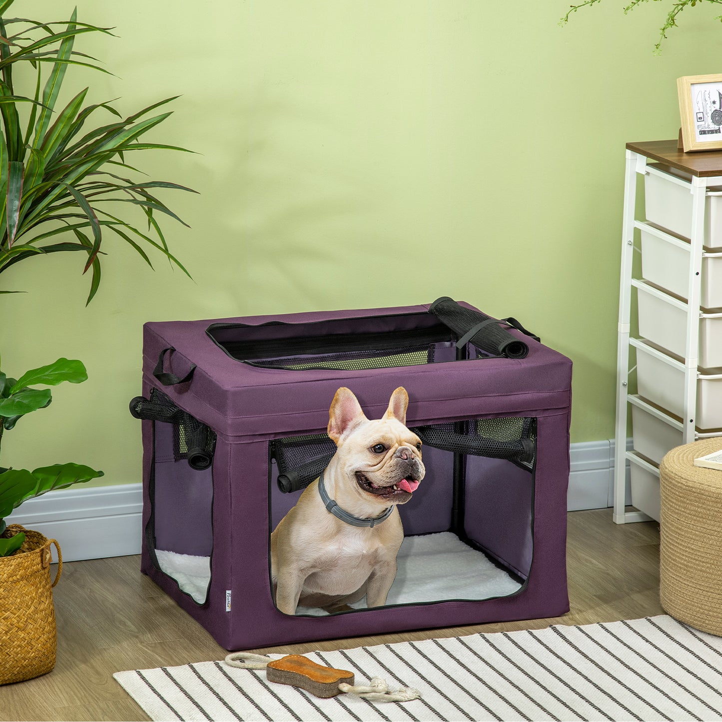 PawHut Dog Carrier Bag Portable Cat Carrier Foldable Dog Bag for Miniature and Small Dogs, 69 x 51 x 51 cm, Purple