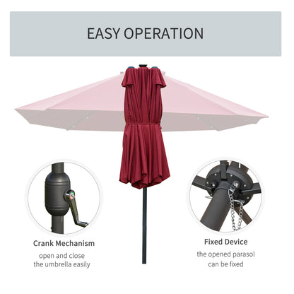 outsunny-4-4m-double-sided-sun-umbrella-garden-parasol-patio-sun-shade-outdoor-with-led-solar-light-no-base-included-wine-red