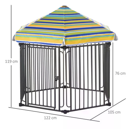 PawHut Heavy-Duty Outdoor Pet Cage Kennel with Weather-Resistant Polyester Roof, Locking Door, & Metal Frame 122cmx105cmx119cm