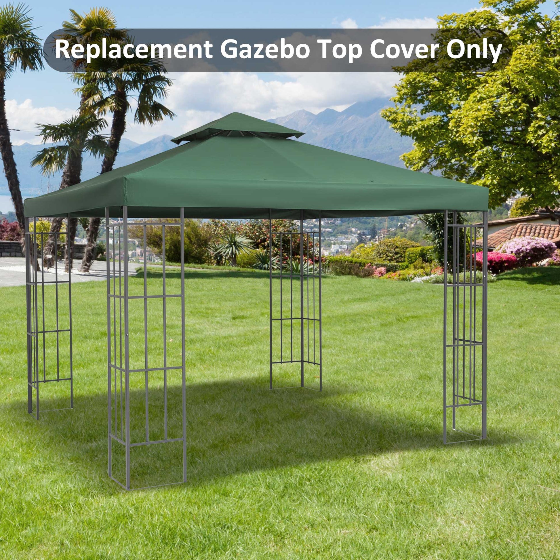 outsunny-3-x-3-m-gazebo-top-cover-double-tier-canopy-replacement-pavilion-roof-dark-green