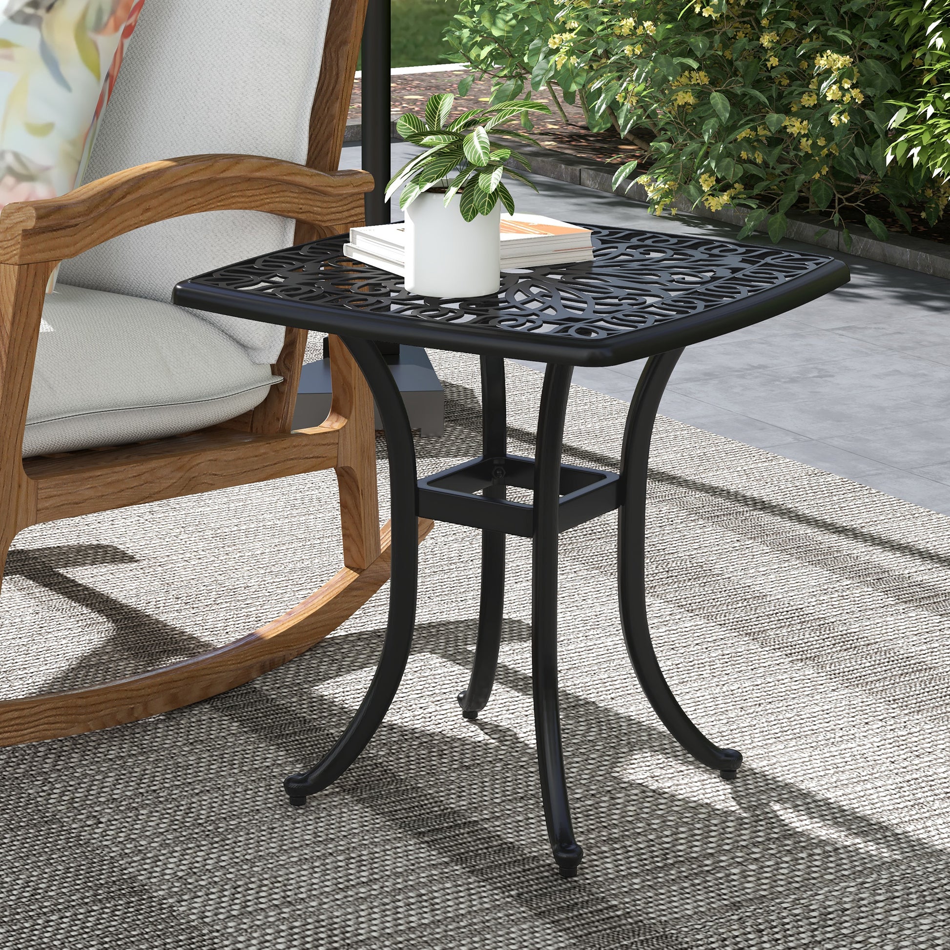 outsunny-cast-aluminium-bistro-table-outdoor-square-side-table-with-umbrella-hole-garden-table-for-balcony-poolside-black